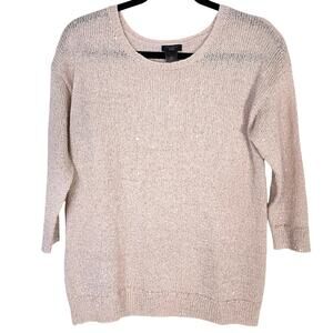 Ann Taylor Wool Blend Sweater Women's M Petite Blush Pink Sequin Spring Wardrobe